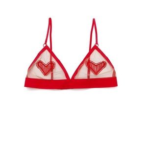 Red hearts bra
